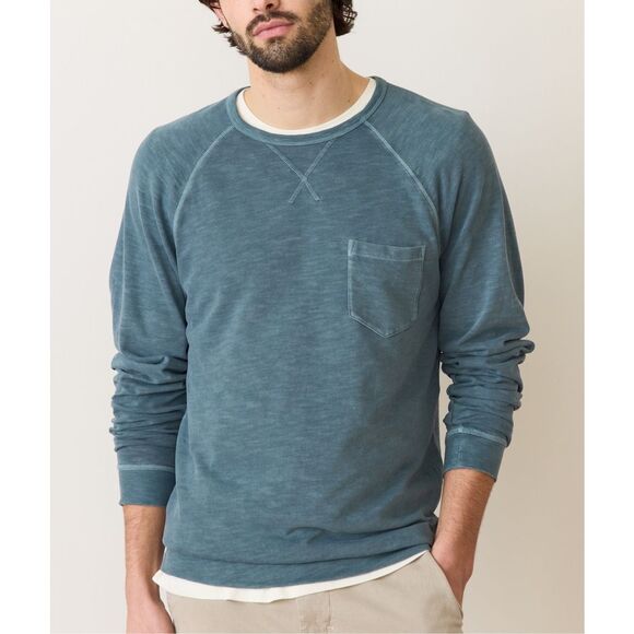 Marine Layer Mens Size Large Vintage Heavy Slub Raglan Cotton Pocket Crew Neck - Picture 12 of 12